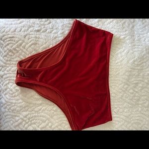 High waisted velour bikini bottoms